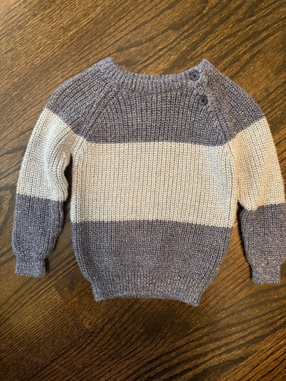 Striped Crewneck baby  Sweater in Gray and Cream